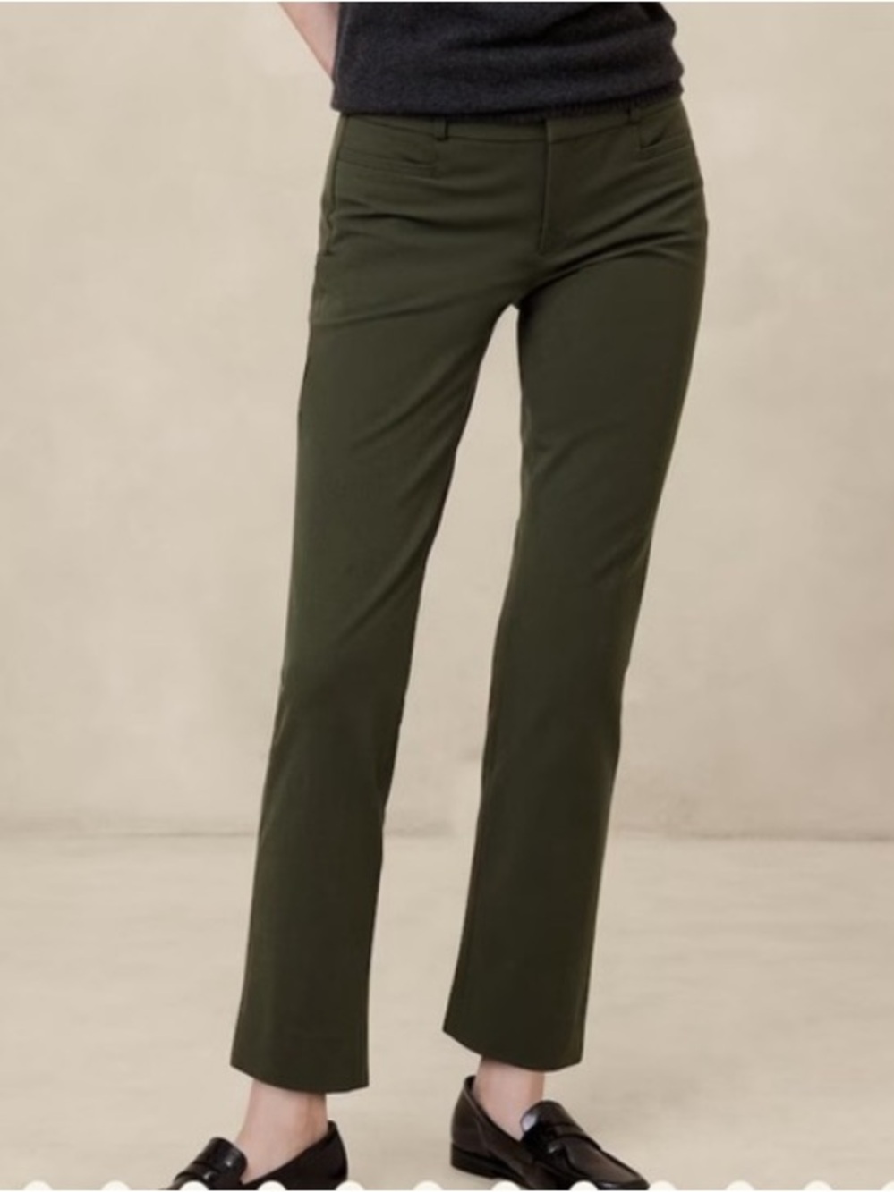 Banana Republic High-Rise Sloan Trouser Pant Olive Cropped Straight-Leg Sz 6 NWT